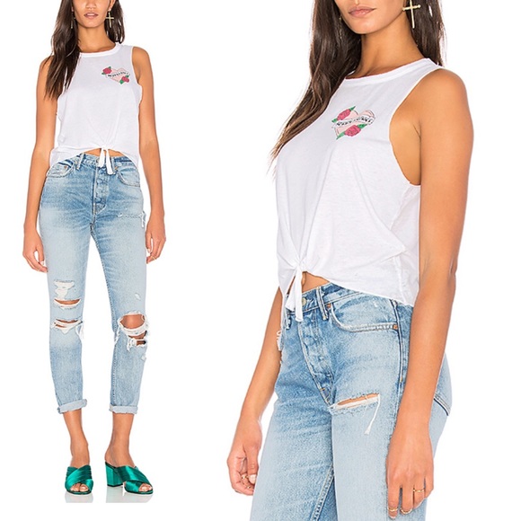 Chaser Tops - Chaser Sorry I Can't Tank in White Top Tee New M